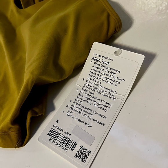 NWT Lululemon Align Tank Top in Auric Gold - Picture 5 of 8
